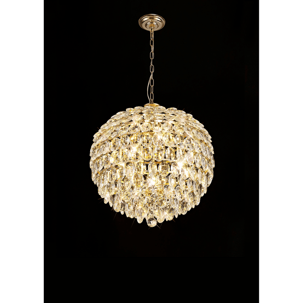 IL32804 Coniston Pendant 6 Light French Gold Crystal