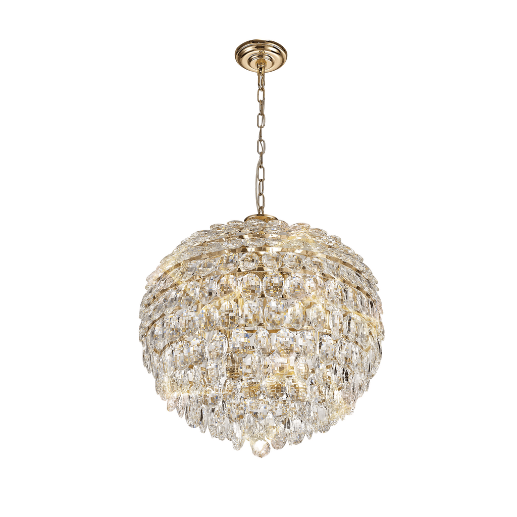 IL32805 Coniston Pendant 9 Light French Gold Crystal