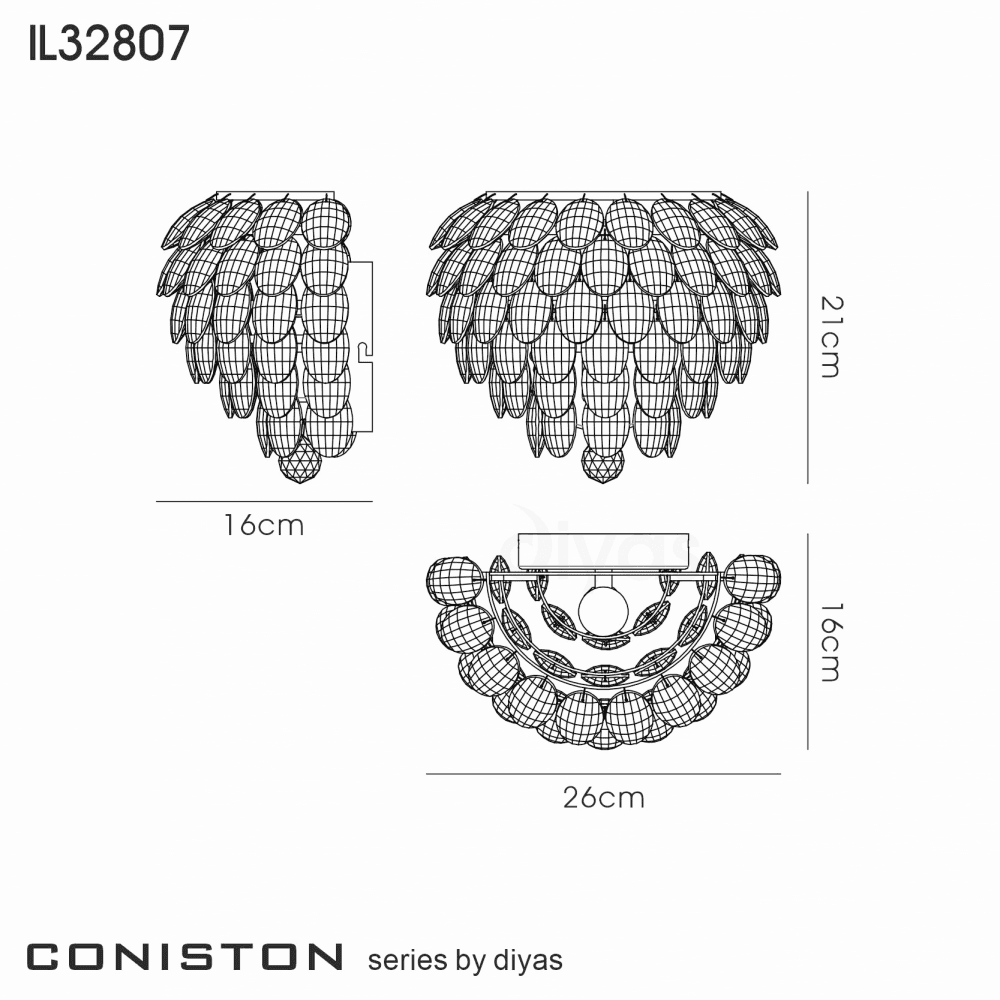 IL32807 Coniston Wall Lamp 1 Light French Gold Crystal