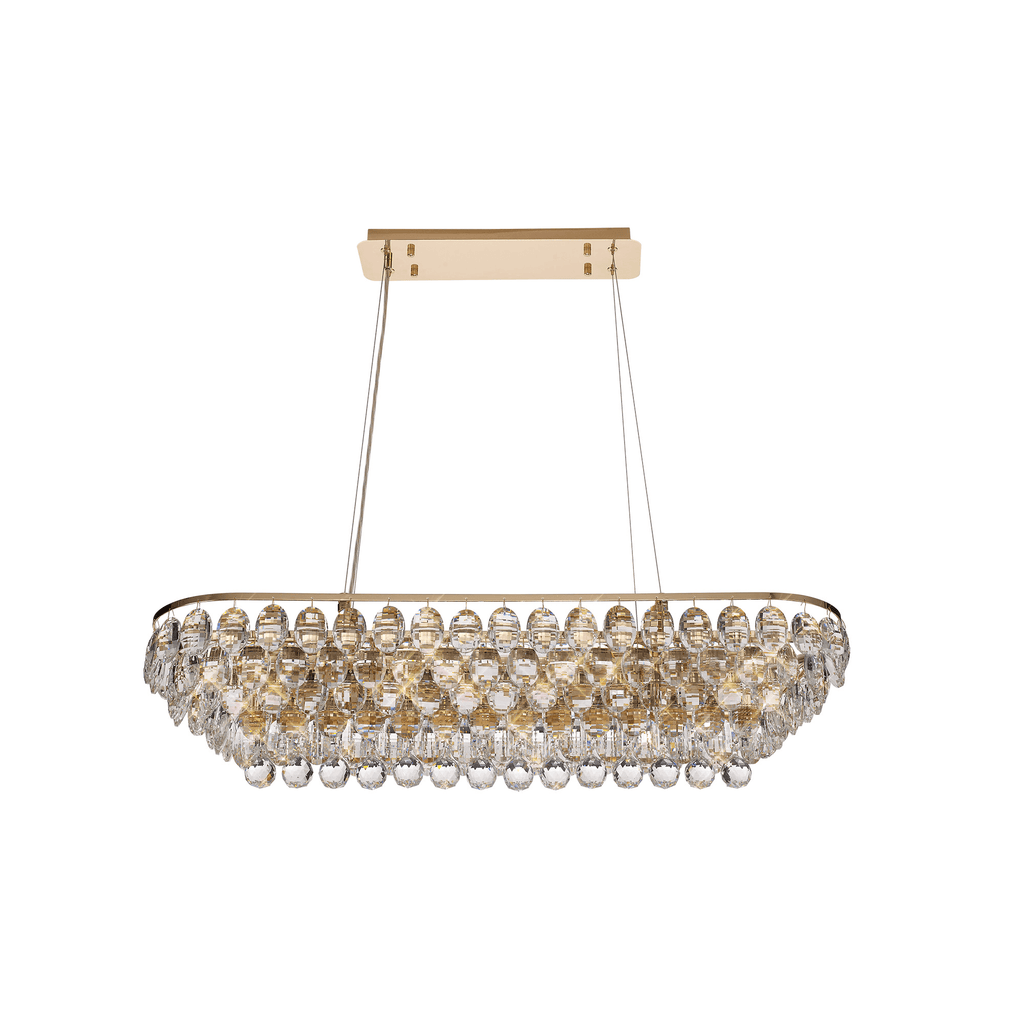 IL32821 Coniston Linear Pendant 8 Light French Gold Crystal