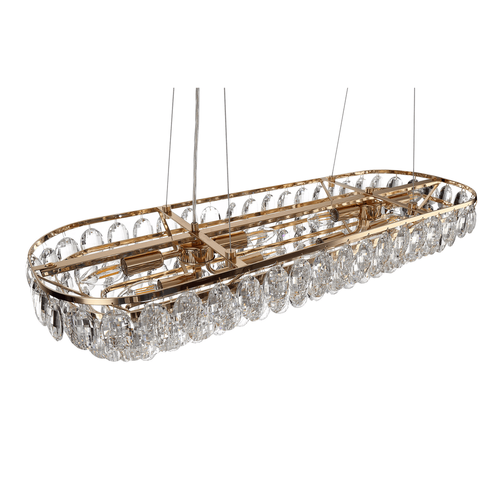 IL32821 Coniston Linear Pendant 8 Light French Gold Crystal