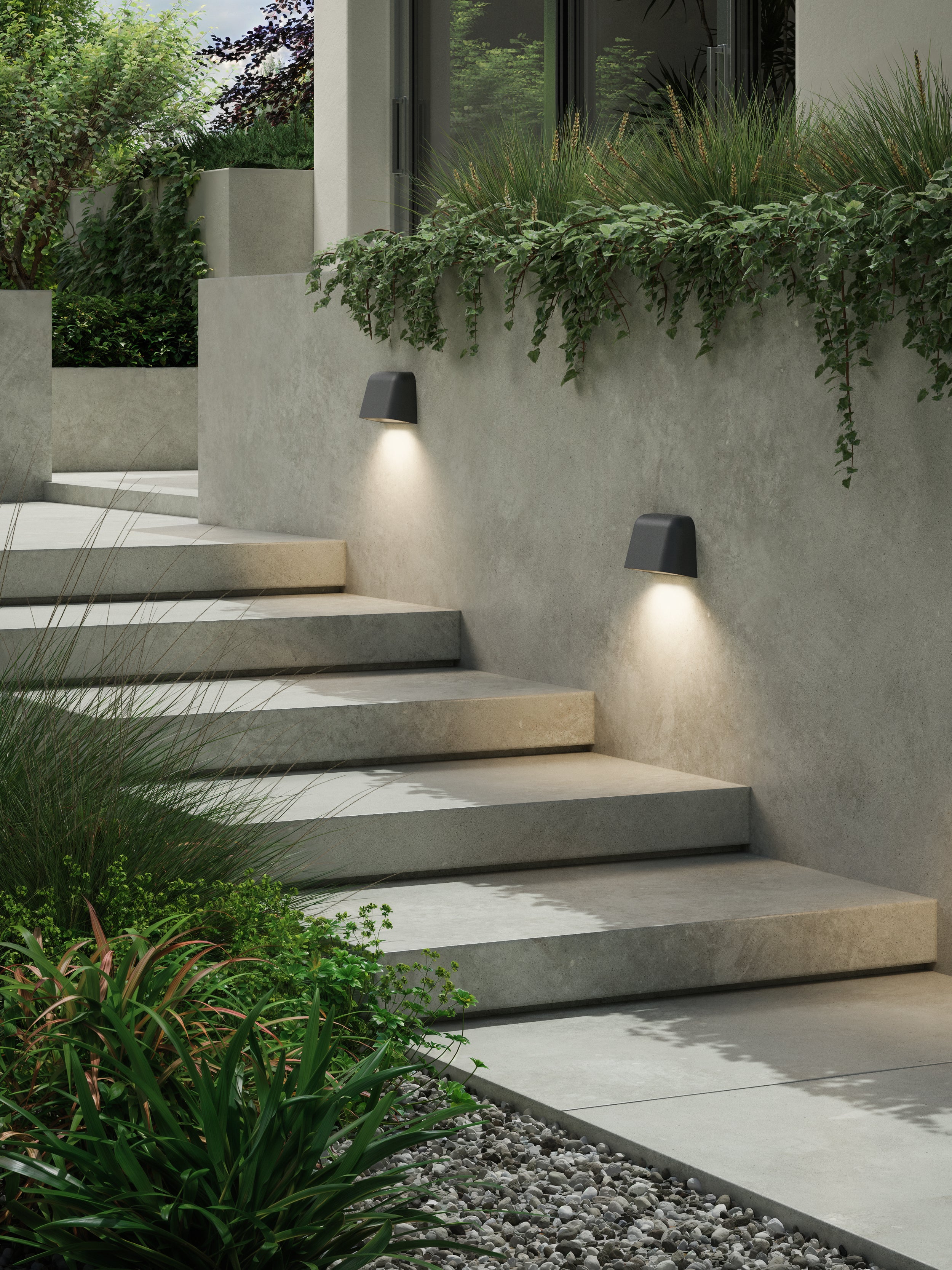 1317031 Mast Outdoor Twin Wall Light Charcoal Concrete