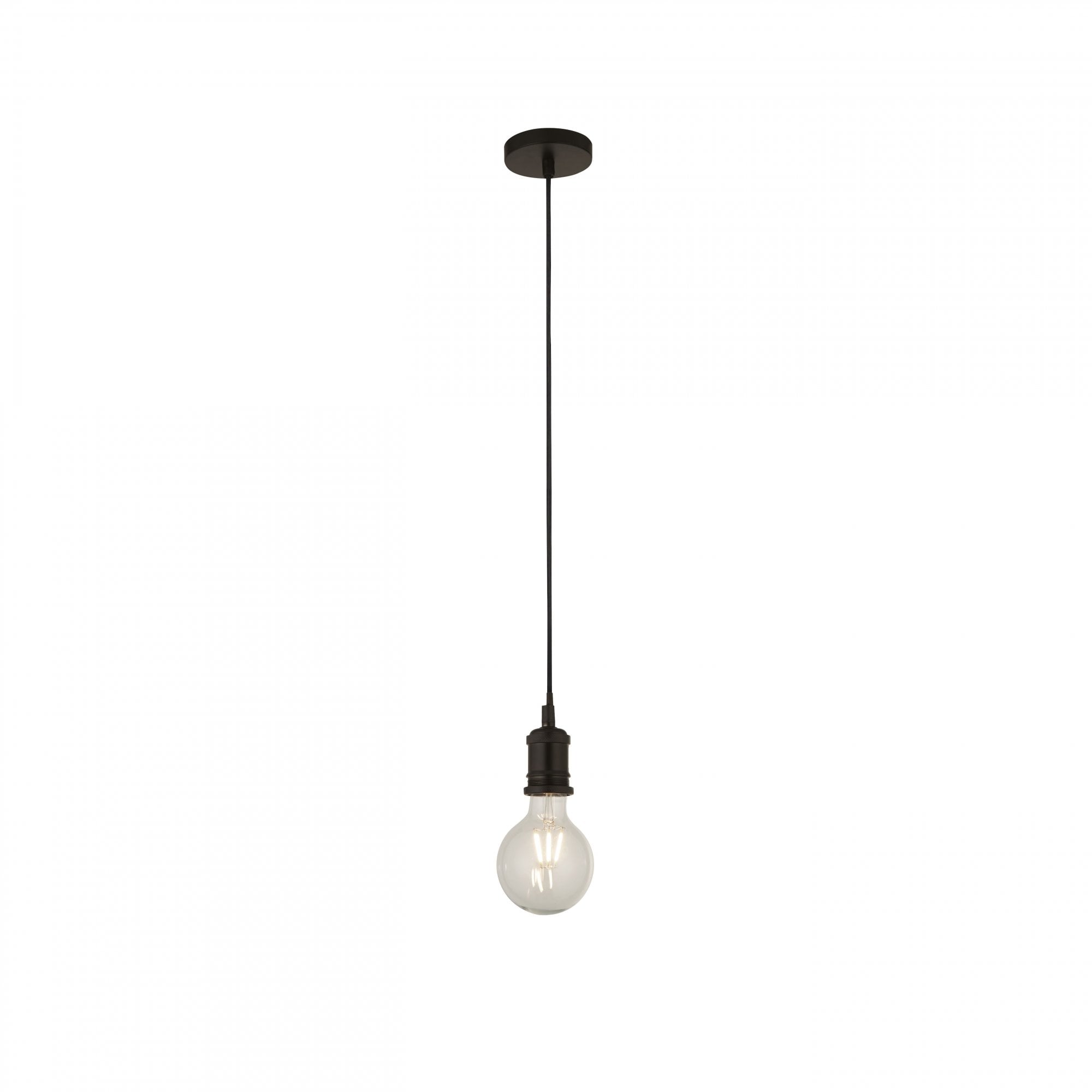 7461BK Matt Black 1 Light Cable Suspension With 1.5mtr Black Textile Cable