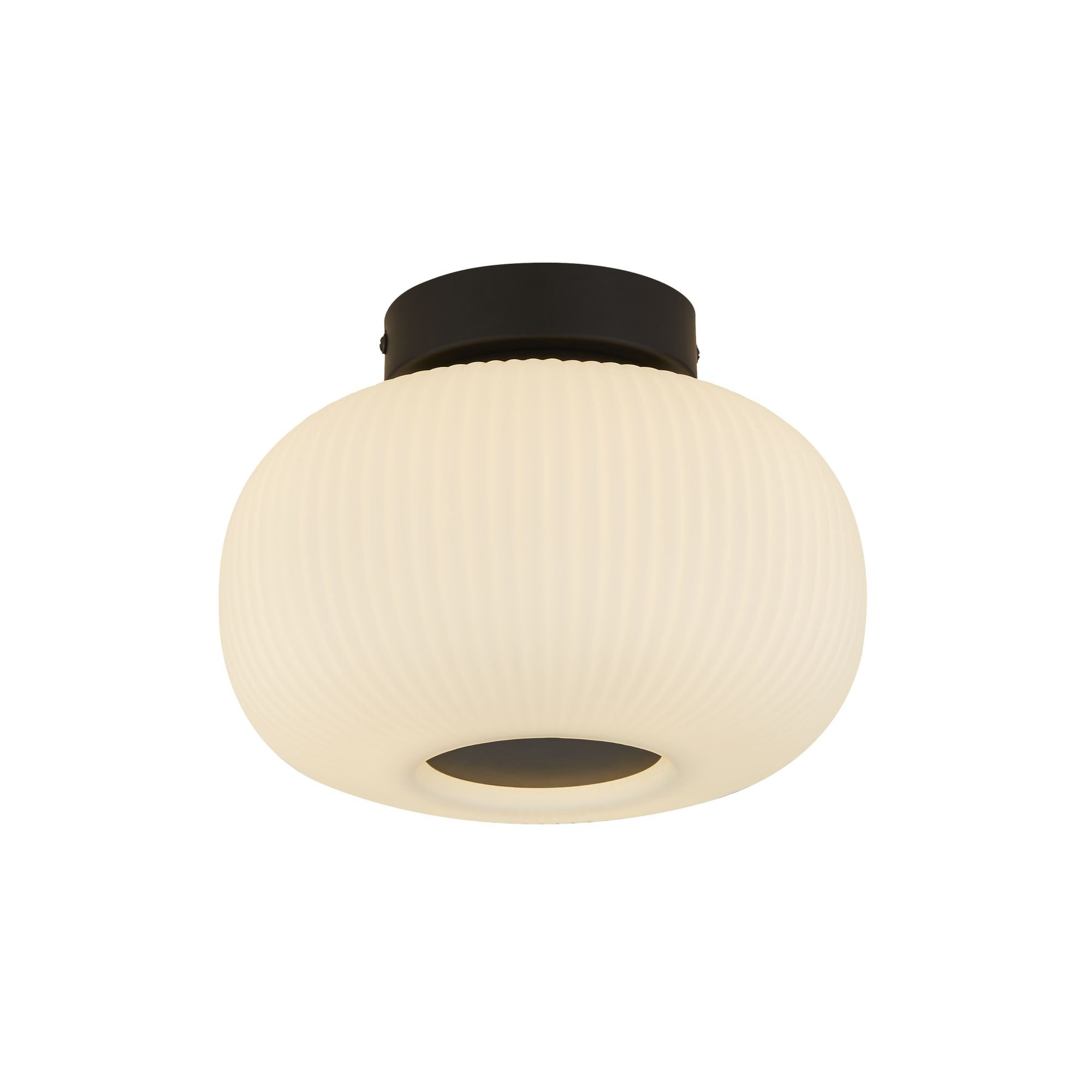 10271-1BK Lumina 1 Light Ceiling Flush With Frosted Ribbed Glass