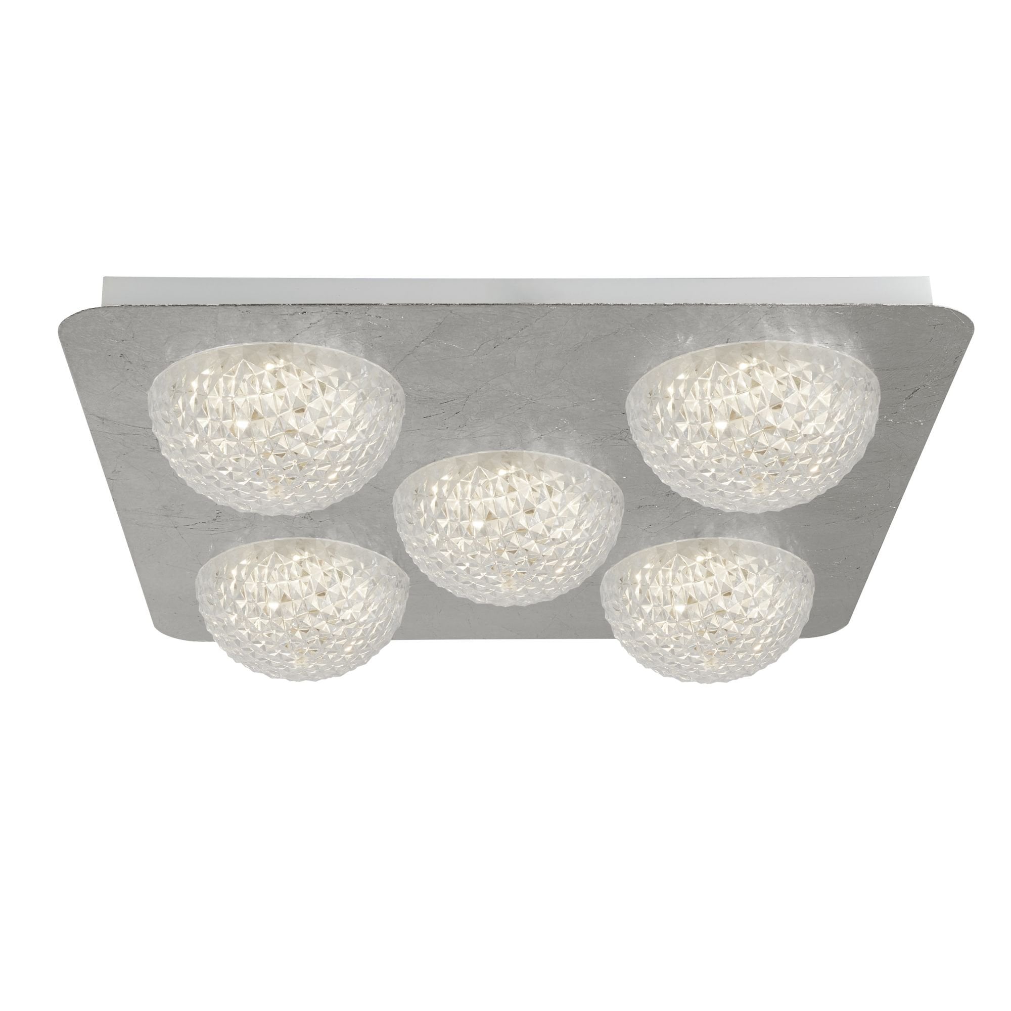 32511-5SI Celestia 5 Light LED Ceiling Light Silver Leaf With Clear Acrylic