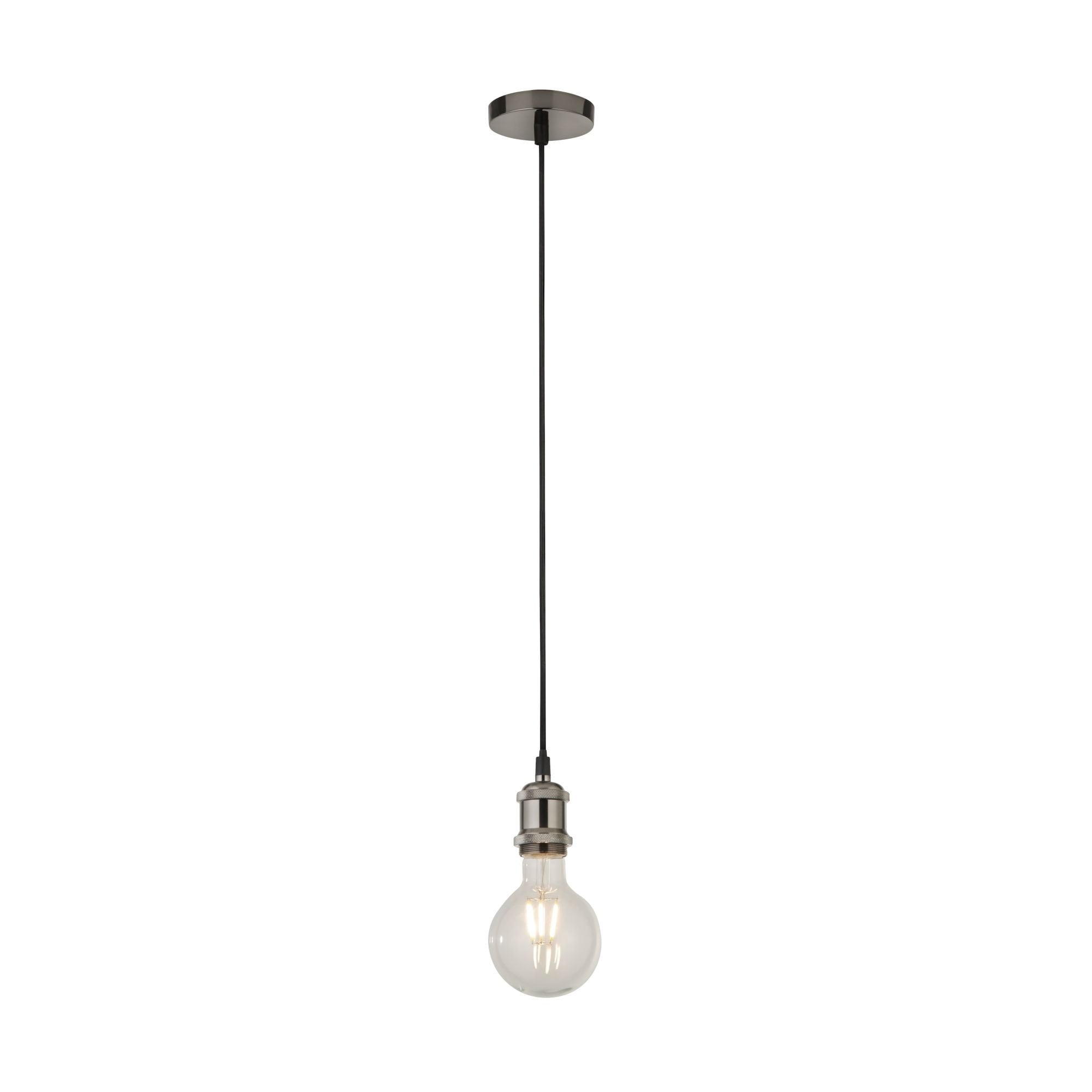 7461SS Satin Silver 1 Light Cable Suspension With 1.5mtr Black Textile Cable (lamp Not Included)