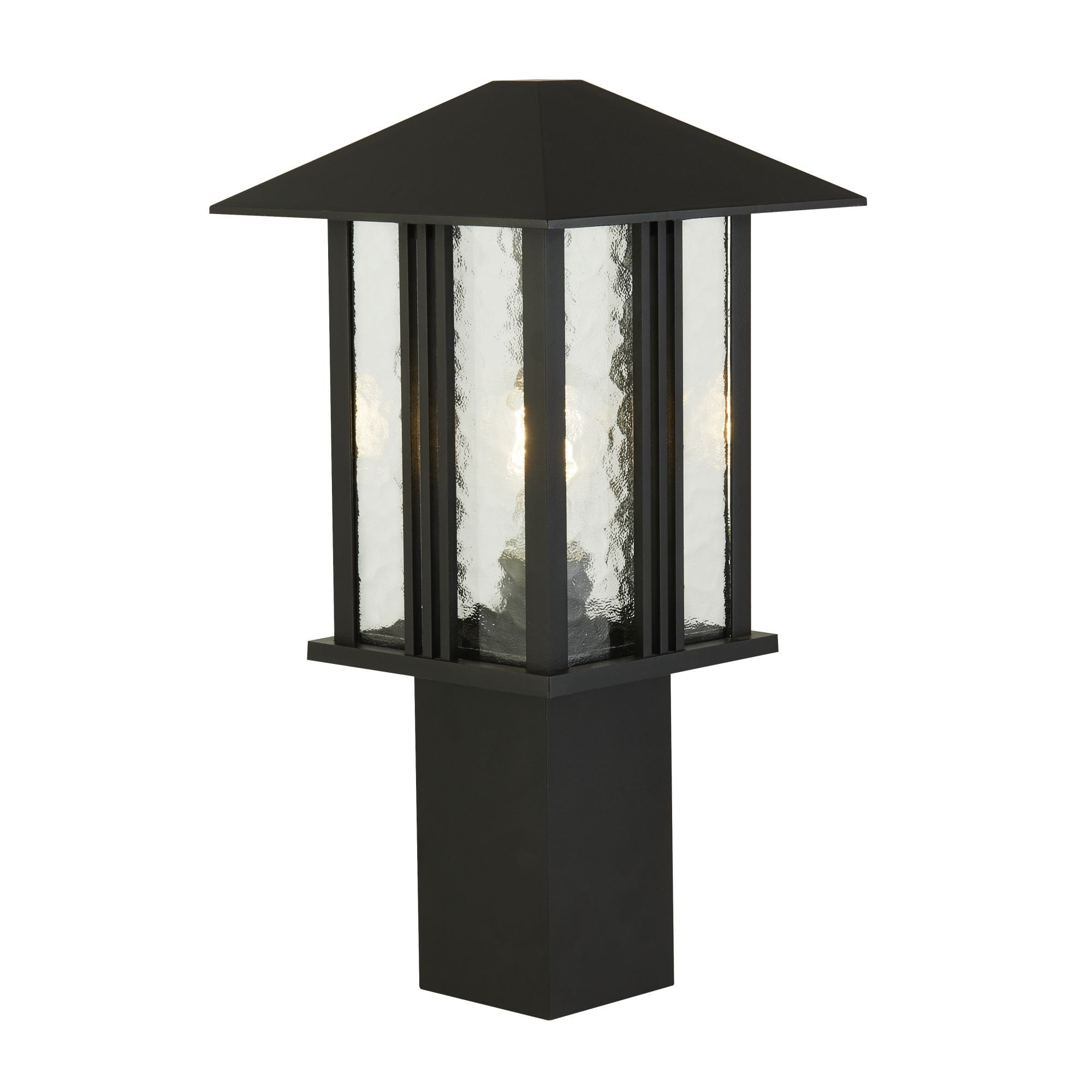 7925-450 Venice 1 Light Outdoor Post (450mm)Black With Water Glass