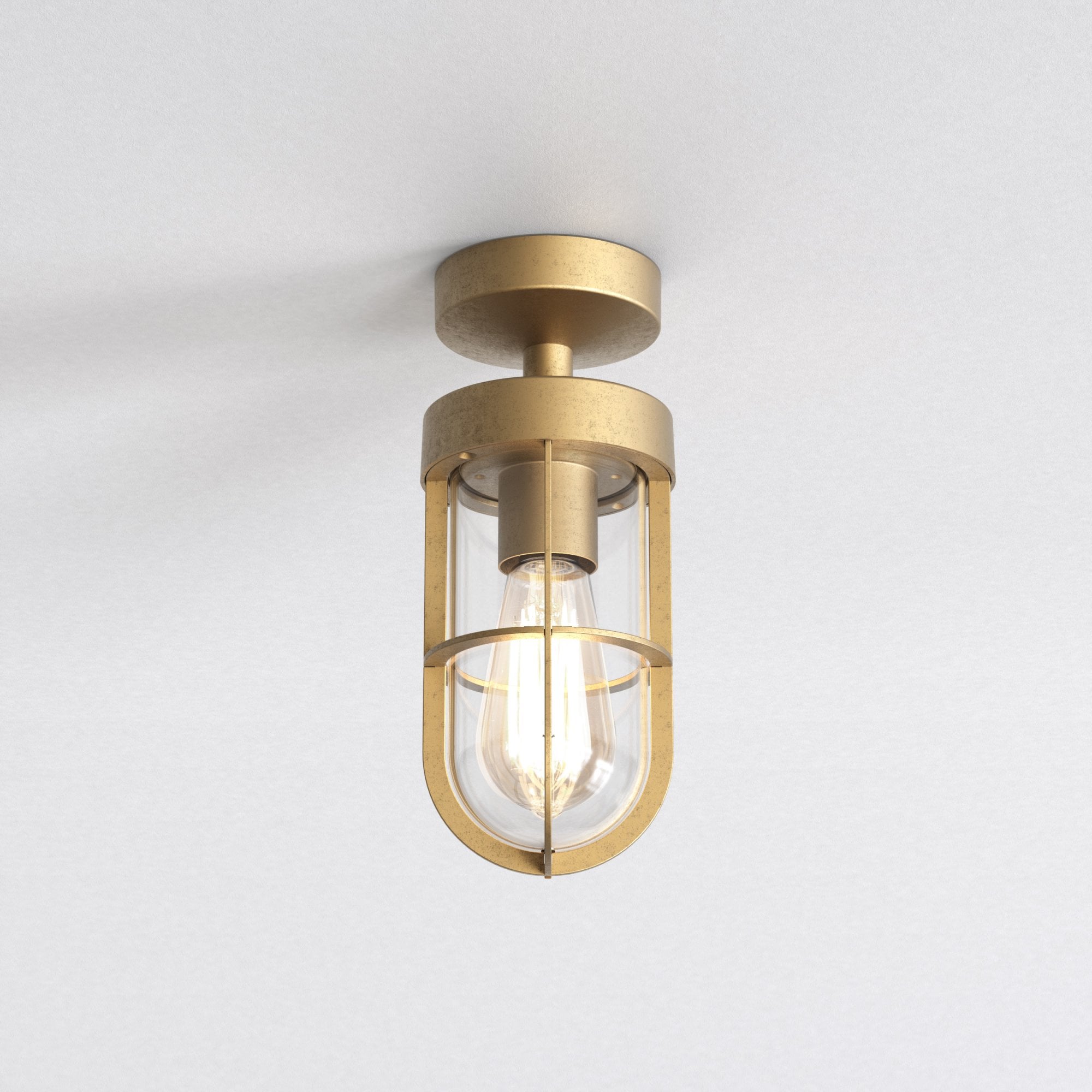 1368032 Cabin Semi Flush Coastal Outdoor Ceiling Light Coastal Brass (SD)