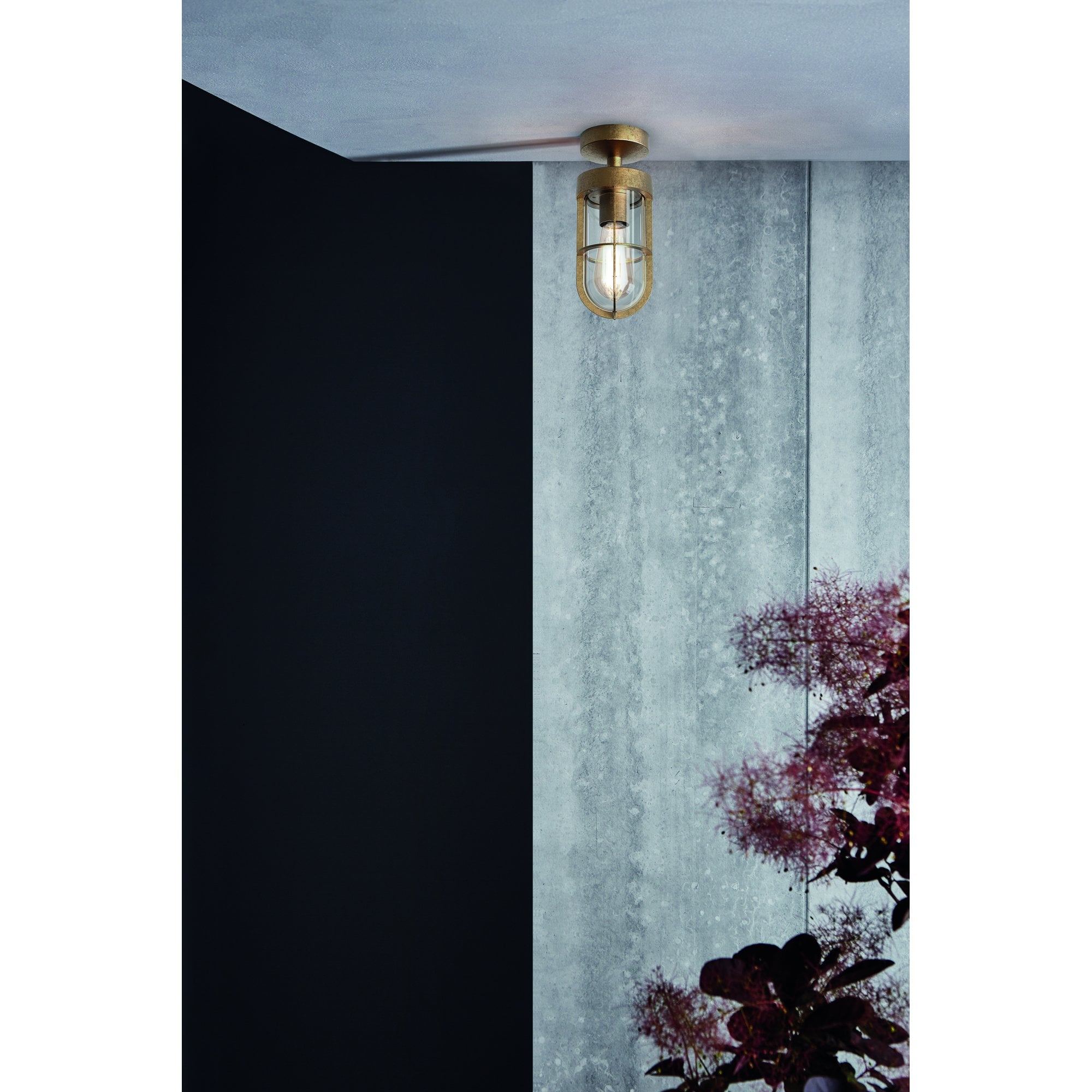 1368032 Cabin Semi Flush Coastal Outdoor Ceiling Light Coastal Brass (SD)