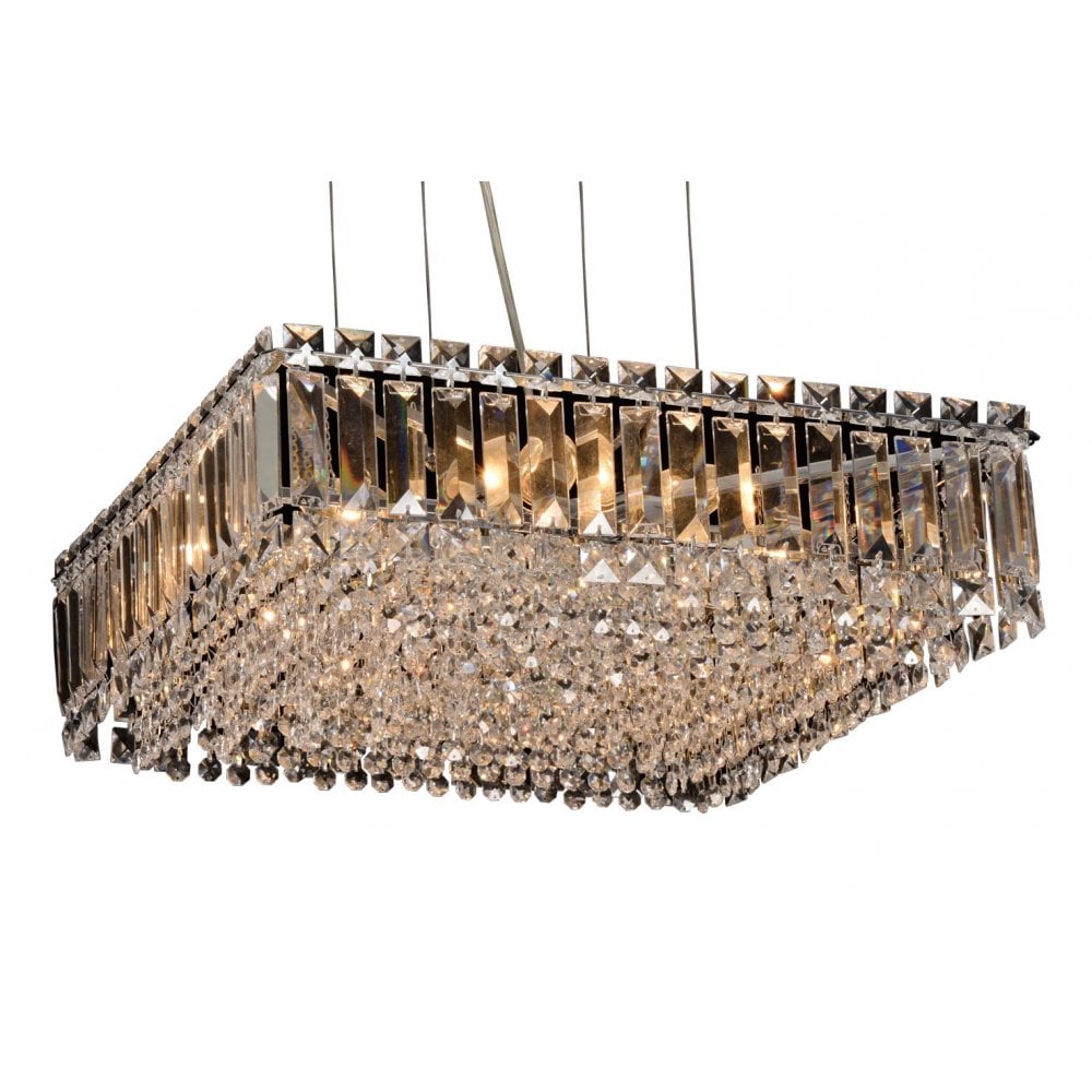 CFH606071/SQ/S/CH Alvery Small Crystal Square 5 Light Pendant Chrome