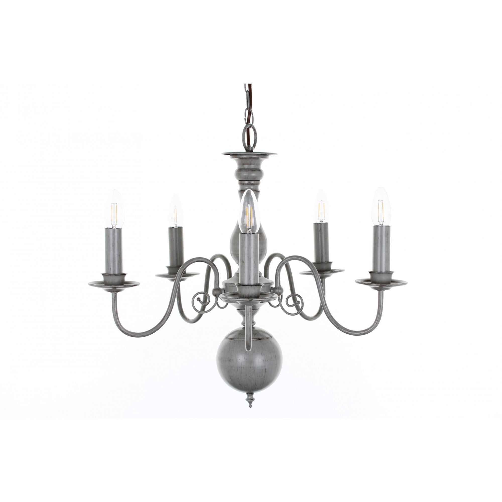 PG05579/05/GRY Bologna Flemish 5 Light Chandelier Grey