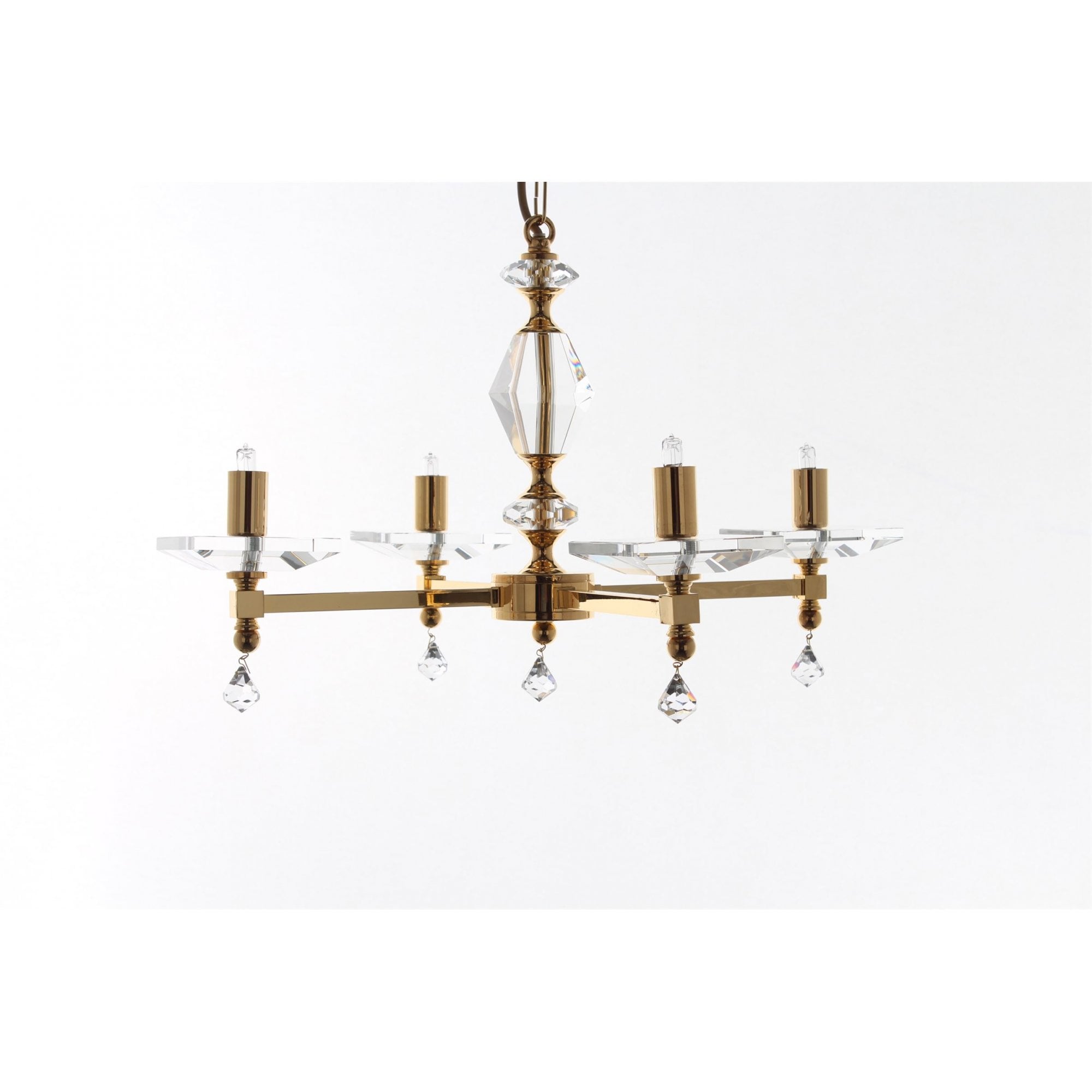 STH04054/04/G Capri 4 Arm Chandelier Optic Glass Pans Gold