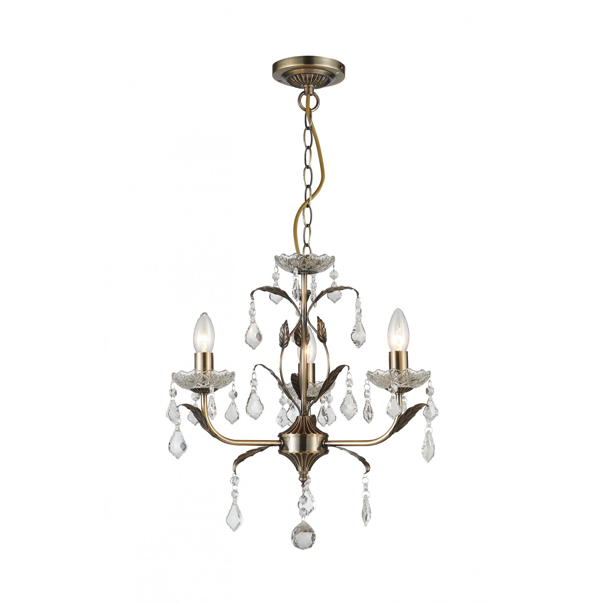 CF1706/03/AB Evon 3 Light Chandelier Antique Brass