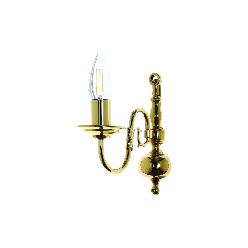 BF00350/01/WB/PB Flemish 1 Light Wall Light Polished Brass