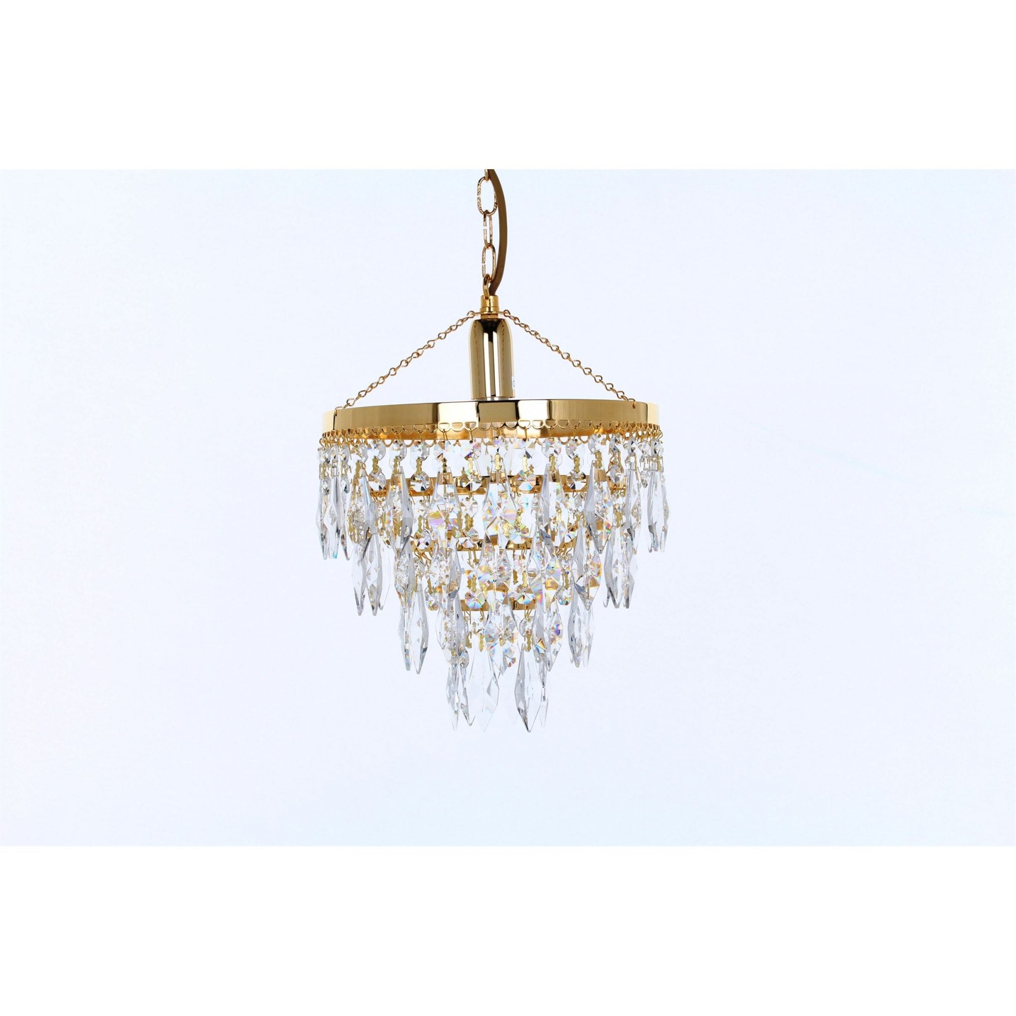 ST00103/25/01/G Halle 1 Light Pendant Gold Plate 4 Tier Strass