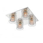PGH606101/04/PL/CH Laure 4 Light Glass Copper Mesh Flush