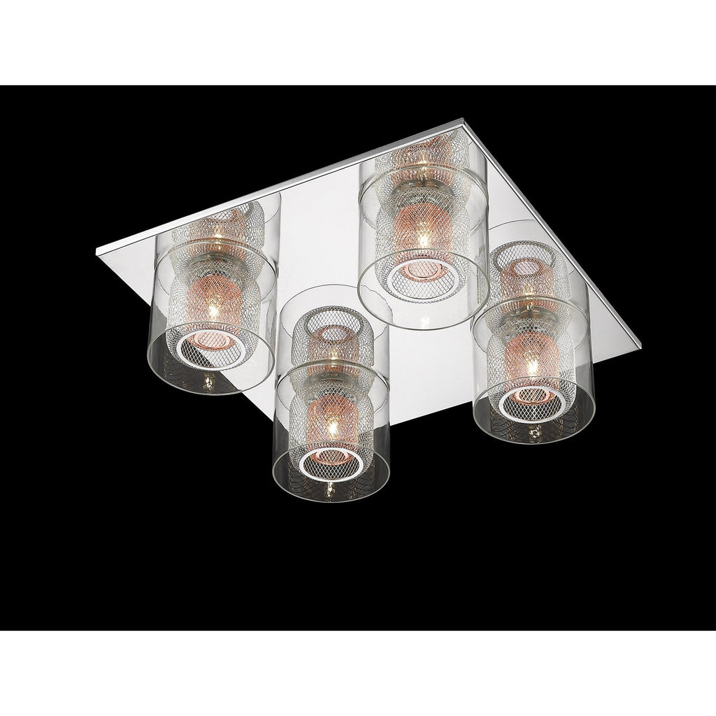 PGH606101/04/PL/CH Laure 4 Light Glass Copper Mesh Flush
