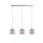 PGH606101/03/CU/CH Laure 3 Light Linear Pendant Glass Copper Mesh