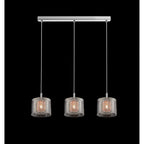 PGH606101/03/CU/CH Laure 3 Light Linear Pendant Glass Copper Mesh