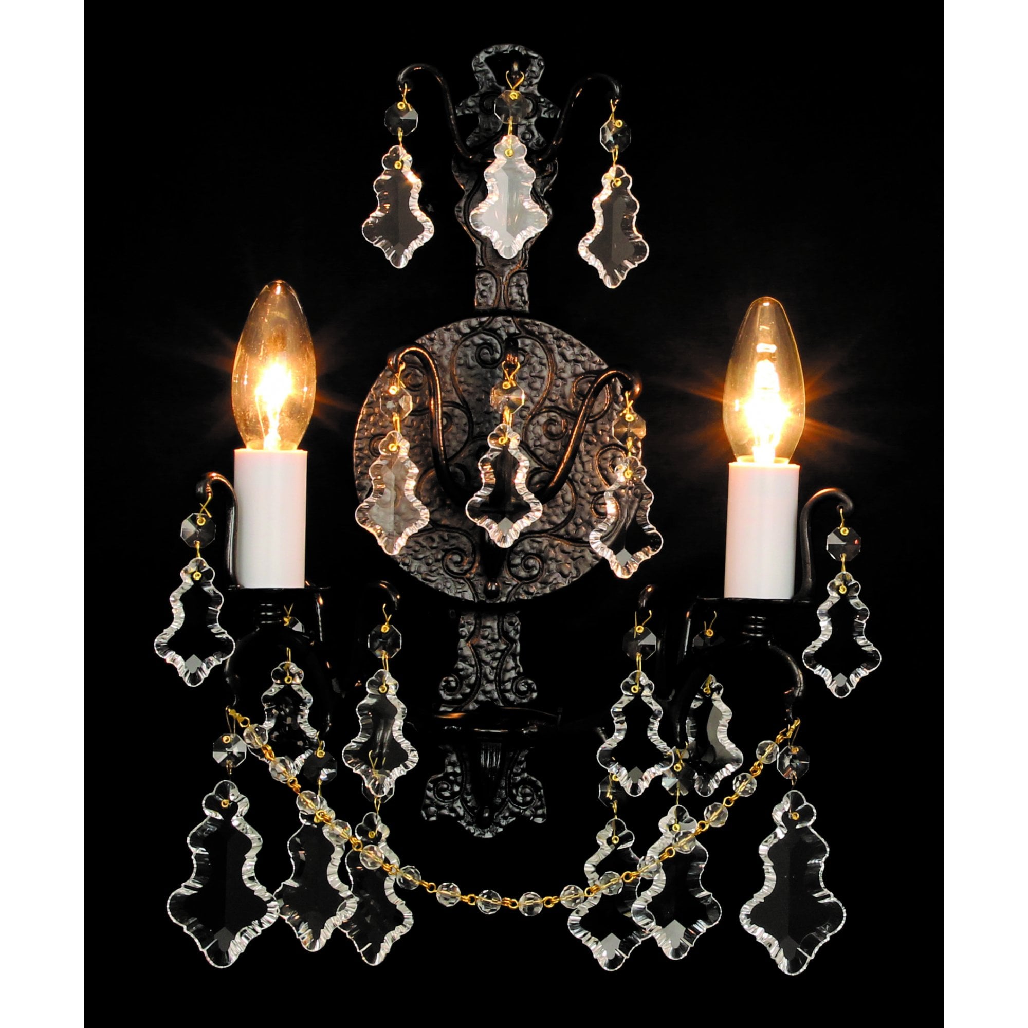 CP00669/02/WB/ABR Montmartre 2 Light Wall Light Lead Crystal Antique Bronze