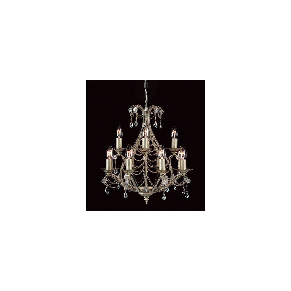 CF04716/12/CG Montpellier 12 Light Chandelier Beaded Cream Gold