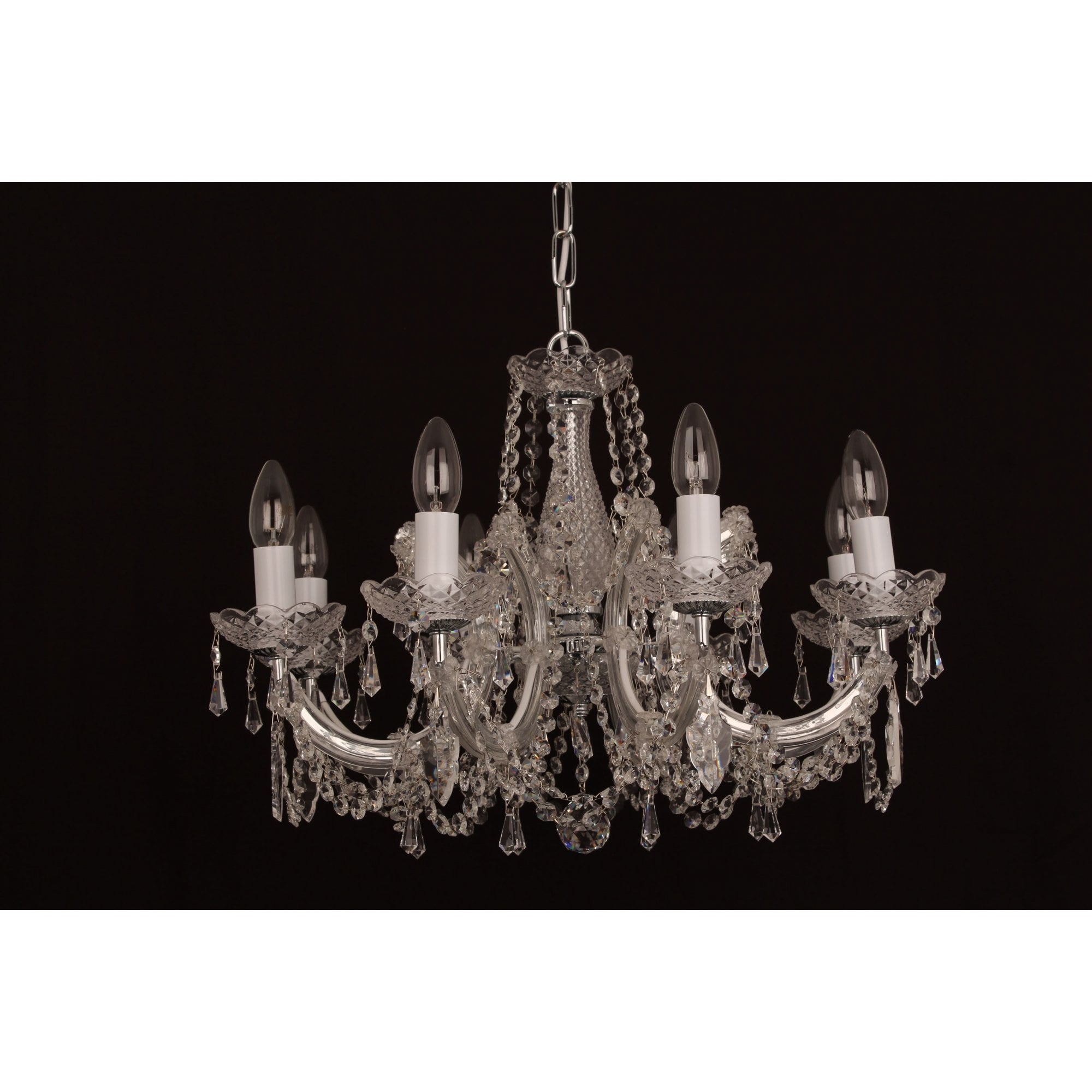 CP00150/08/CH Marie Theresa 8 Light Chandelier Glass Arm Chrome