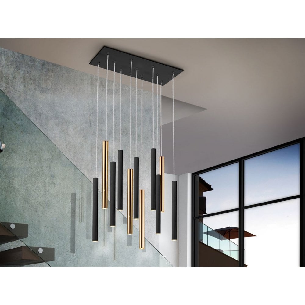 373357 Varas LED 11 Light Pendant Light Gold Black