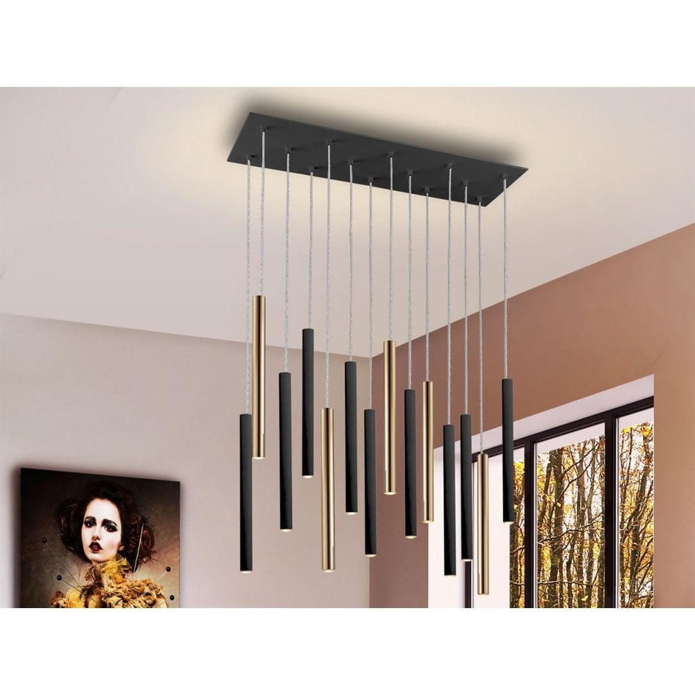 373425 Varas LED 14 Light Pendant Light Gold Black
