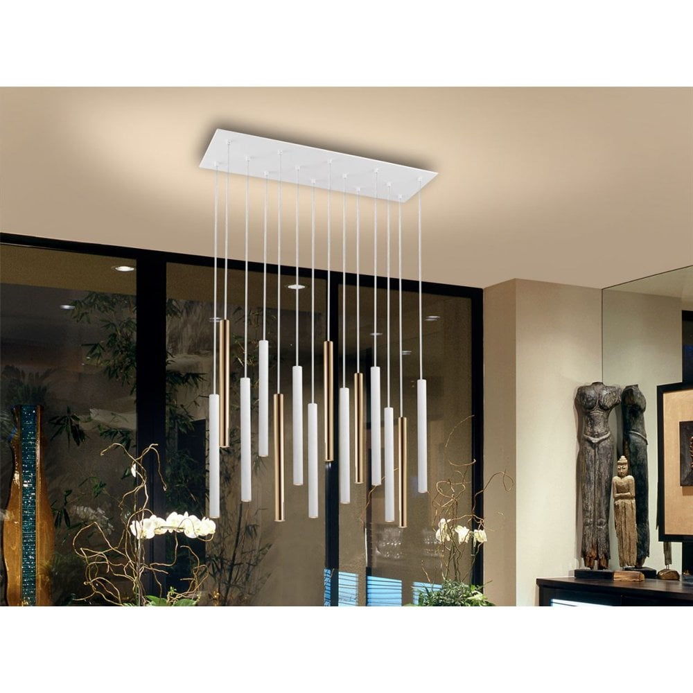 373437 Varas LED 14 Light Pendant Light Gold White
