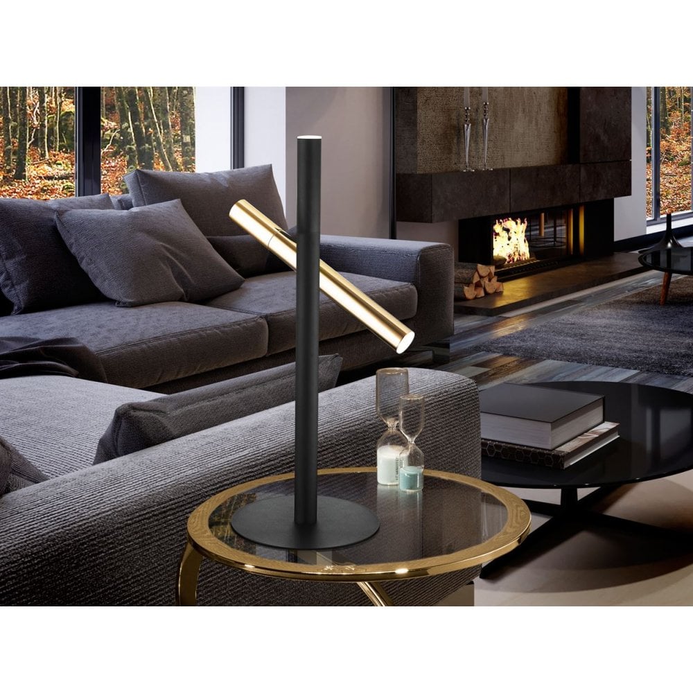 373579UK Varas LED 2 Light Table Lamp Gold Black