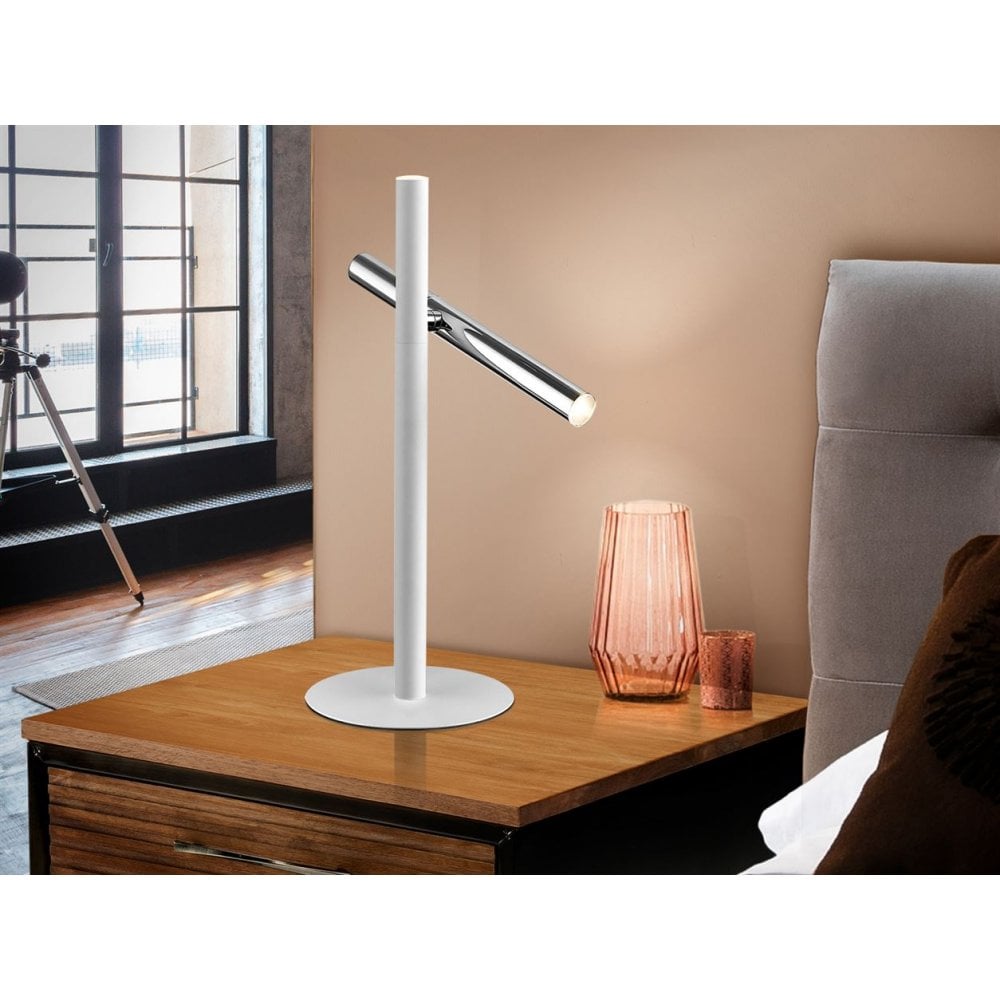 373581UK Varas LED 2 Light Table Lamp Chrome White