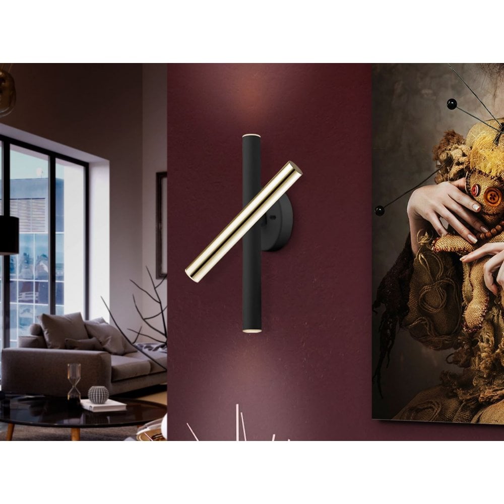 373845 Varas LED 3 Light Wall Light Gold Black