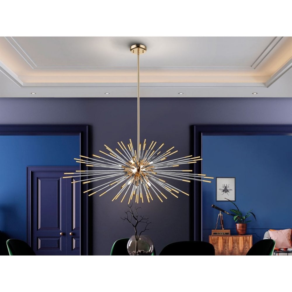 381635 Evasion 9 Light Pendant Light Gold