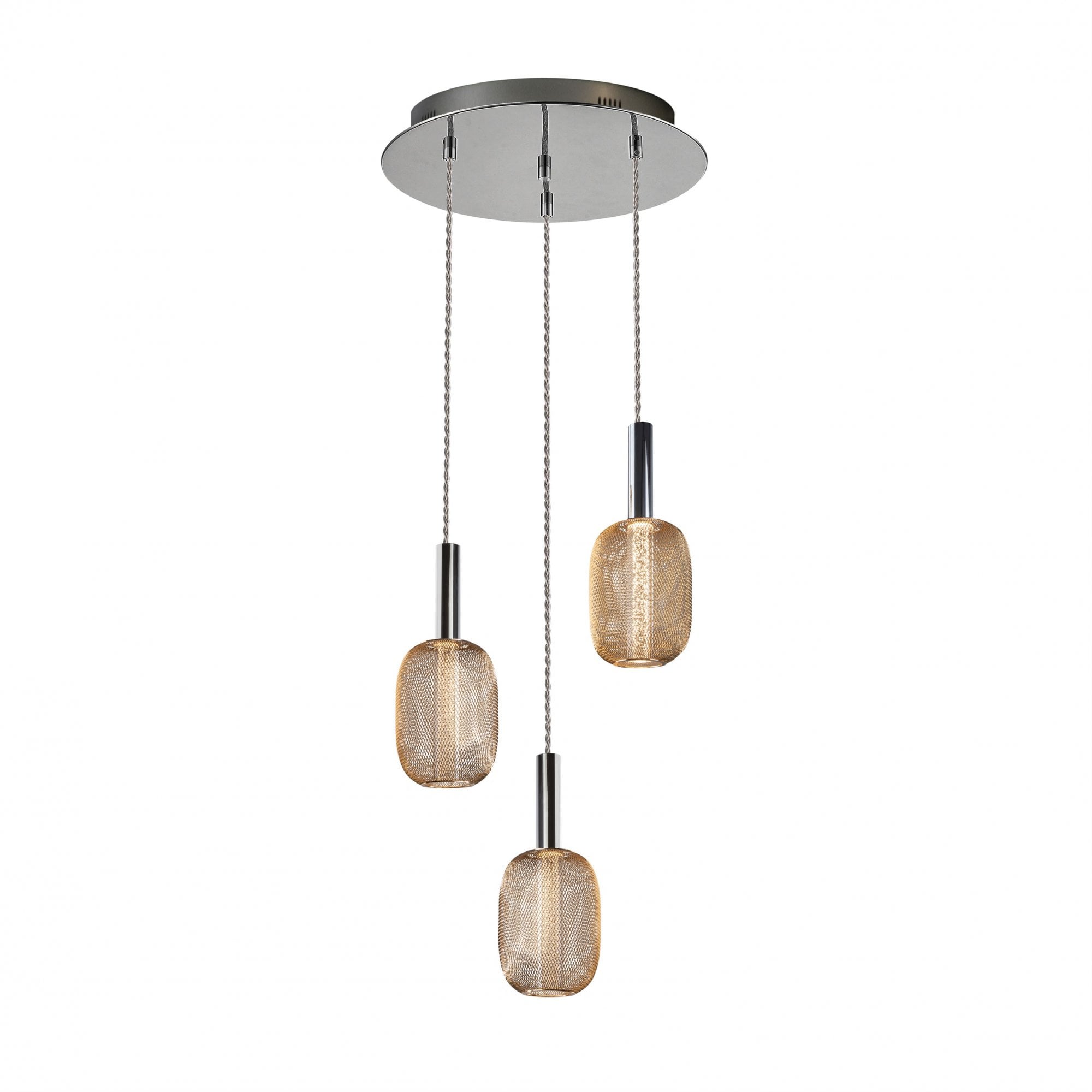 413626 Micron LED 3 Light Pendant Light Gold
