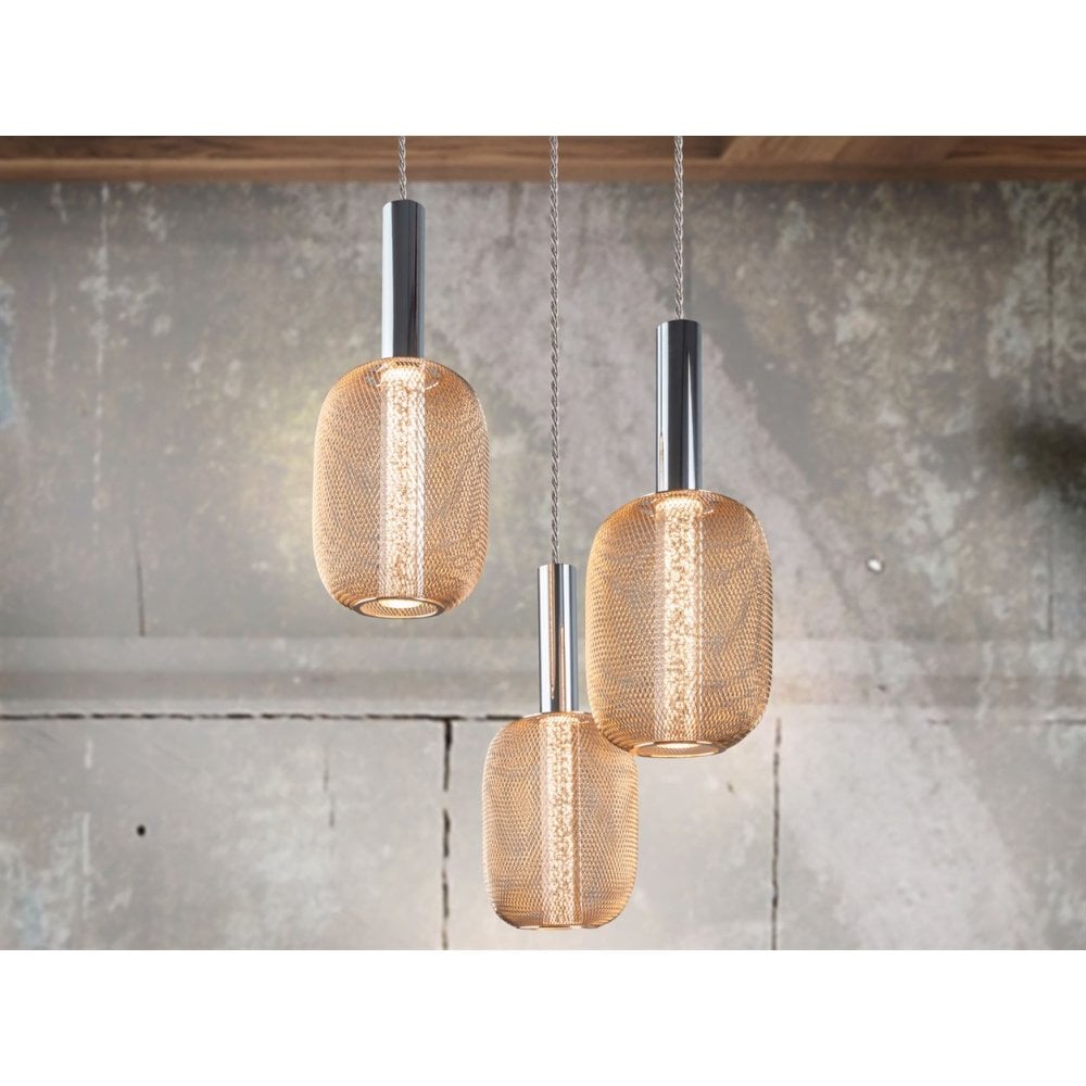 413626 Micron LED 3 Light Pendant Light Gold