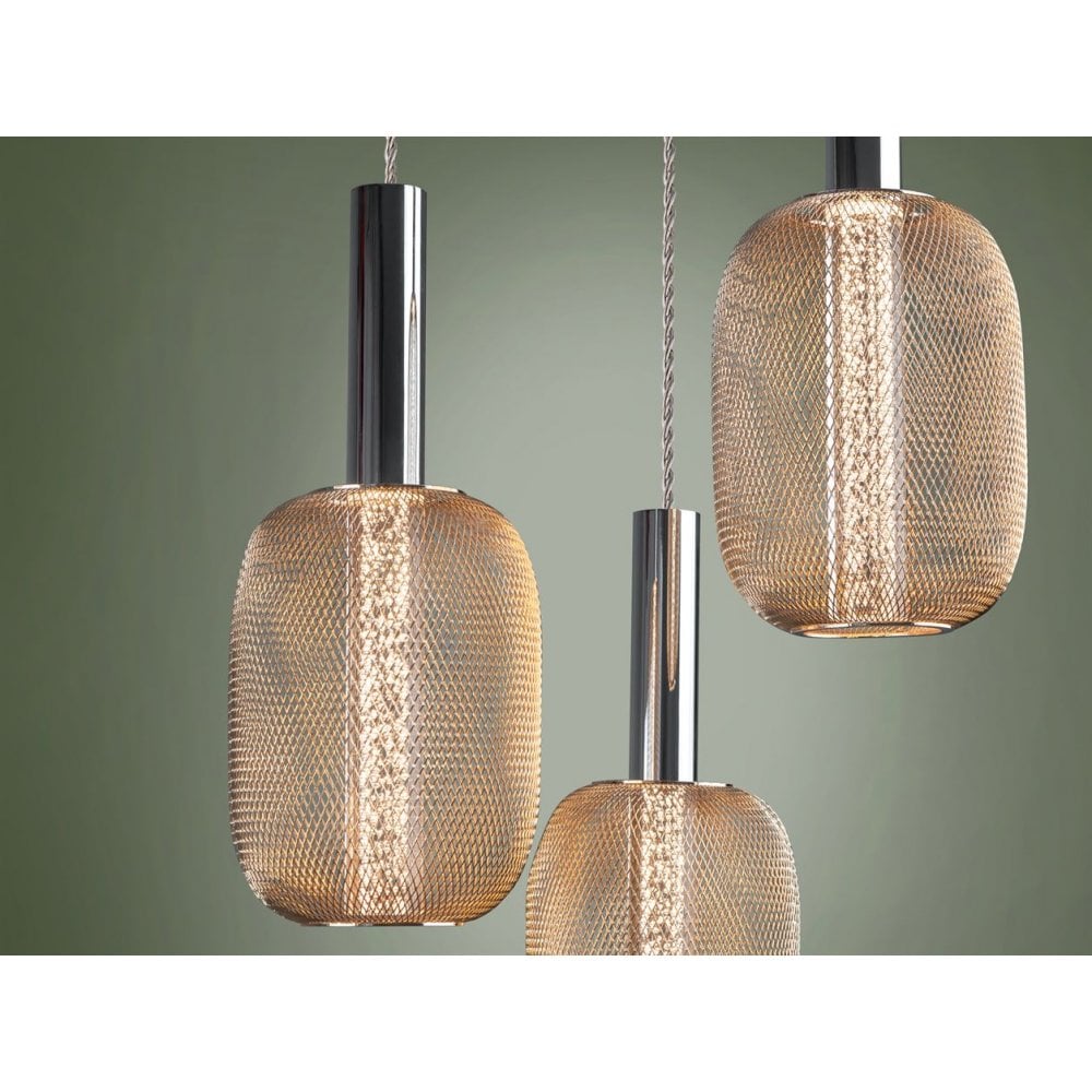 413626 Micron LED 3 Light Pendant Light Gold