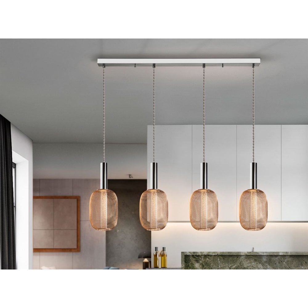 413756 Micron LED 4 Light Pendant Light Gold