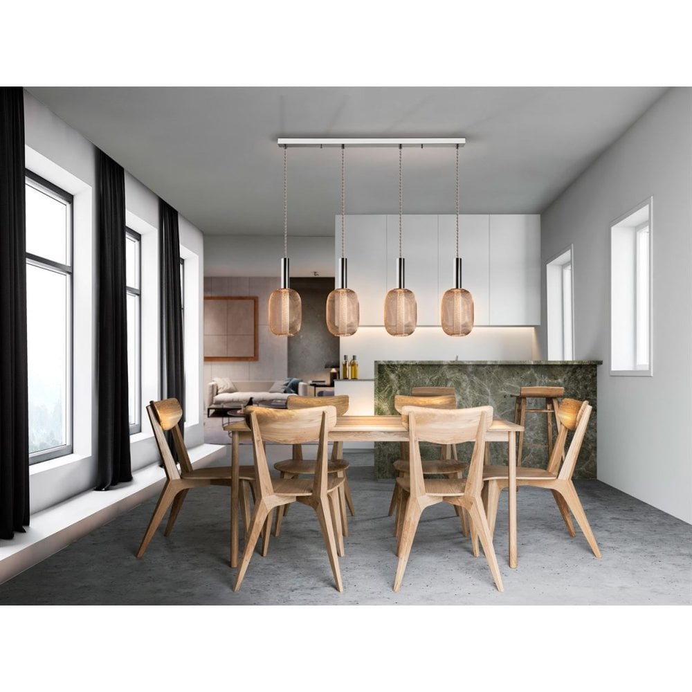 413756 Micron LED 4 Light Pendant Light Gold