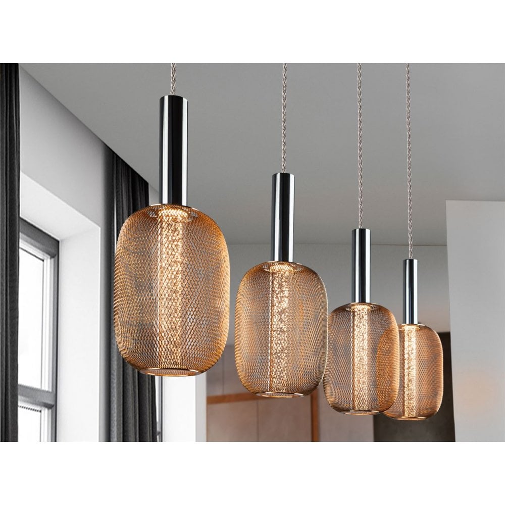 413756 Micron LED 4 Light Pendant Light Gold