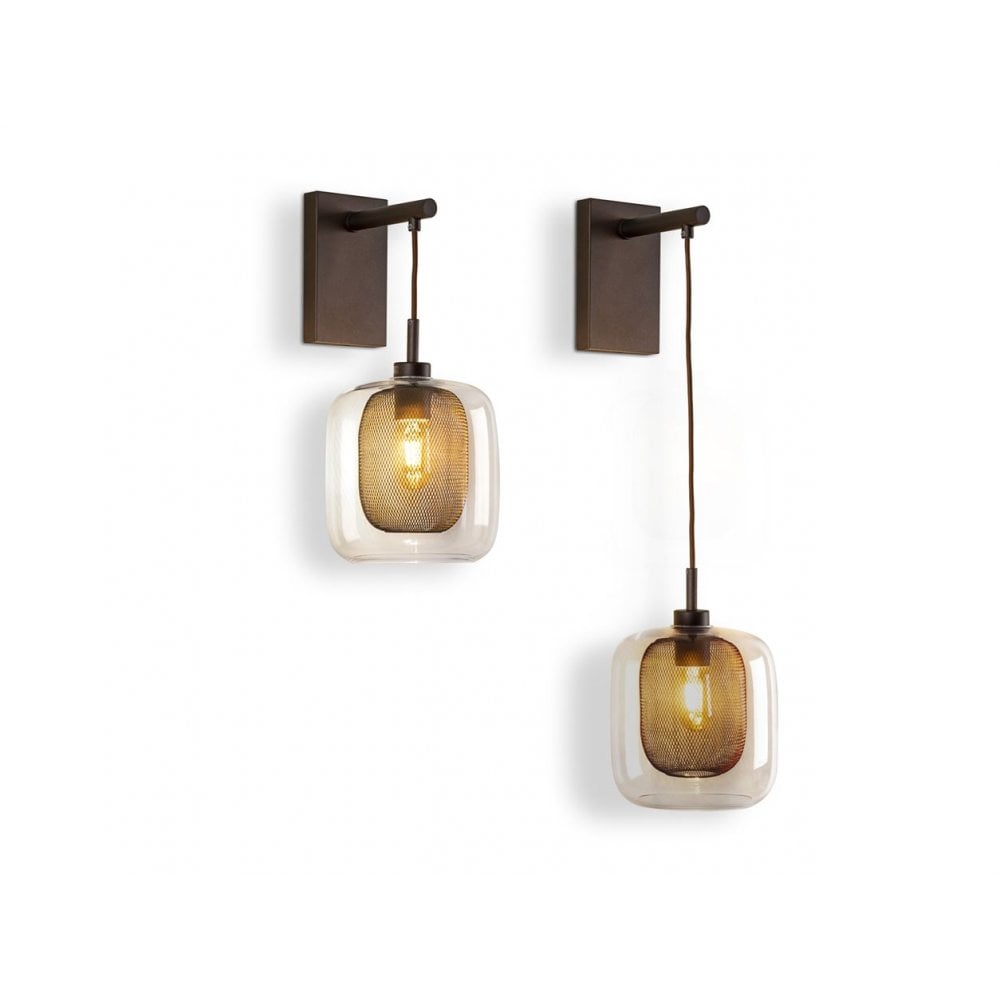 653596 Fox 1 Light Wall Light Brown Glass