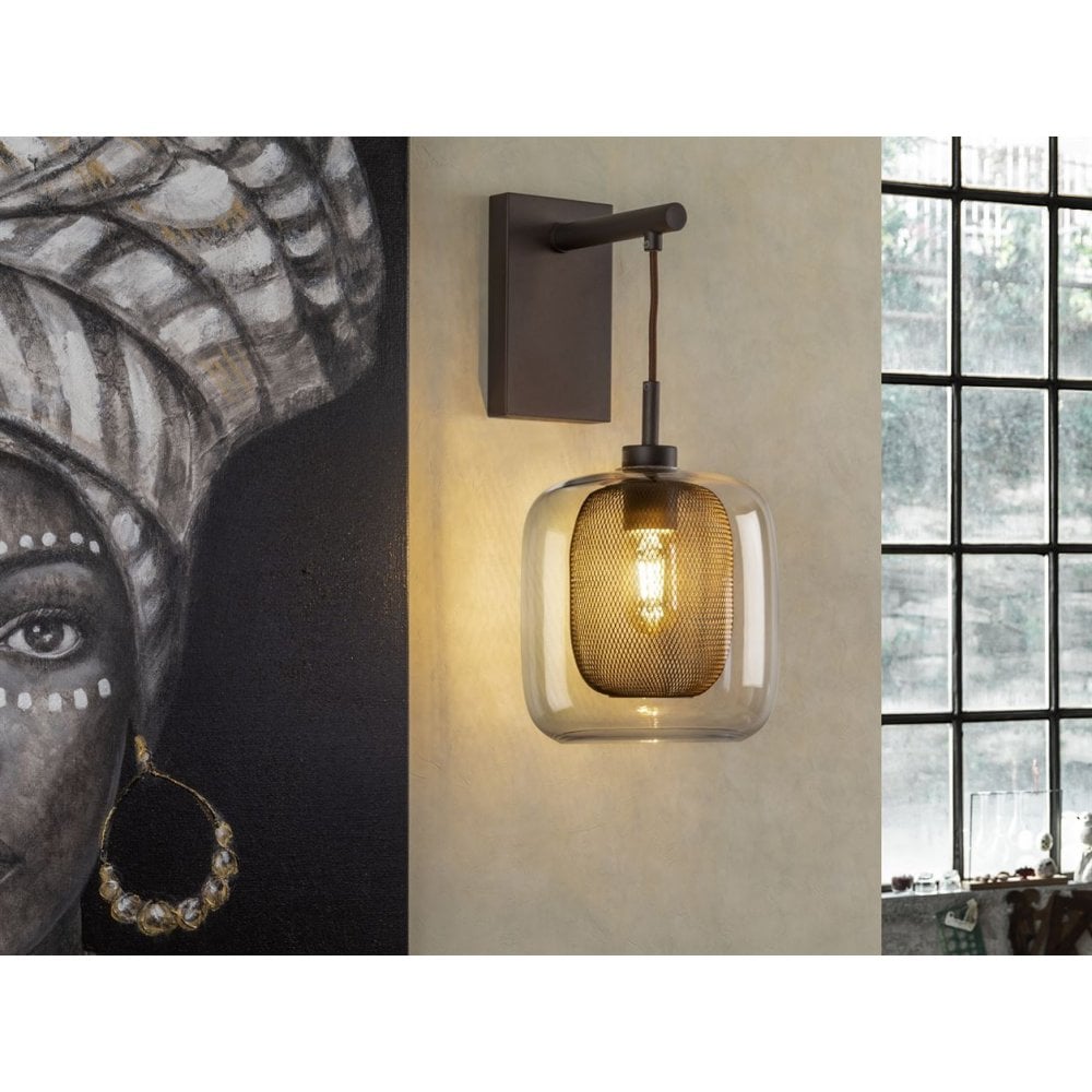 653596 Fox 1 Light Wall Light Brown Glass