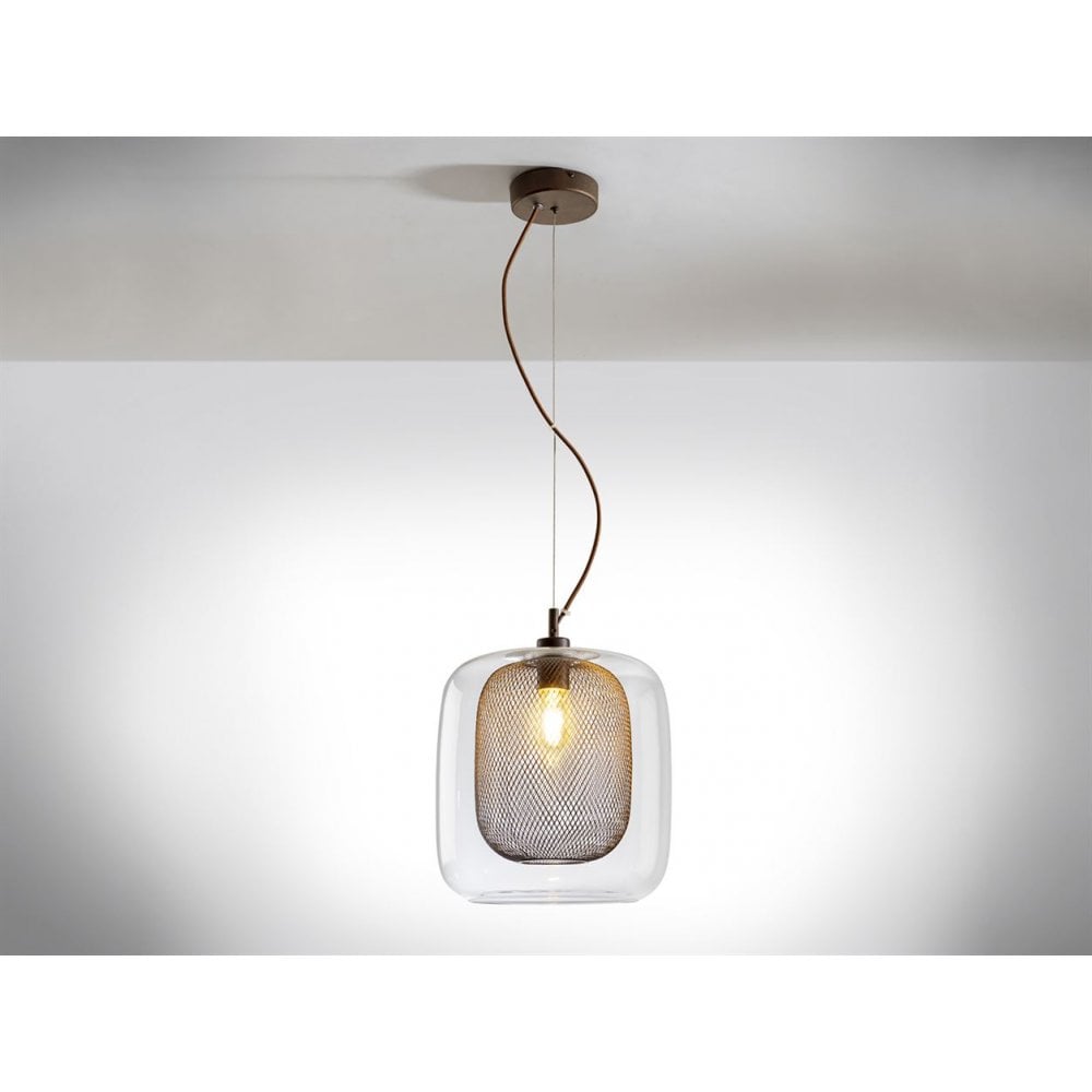 653732 Fox 1 Light Pendant Light Brown Glass (S)