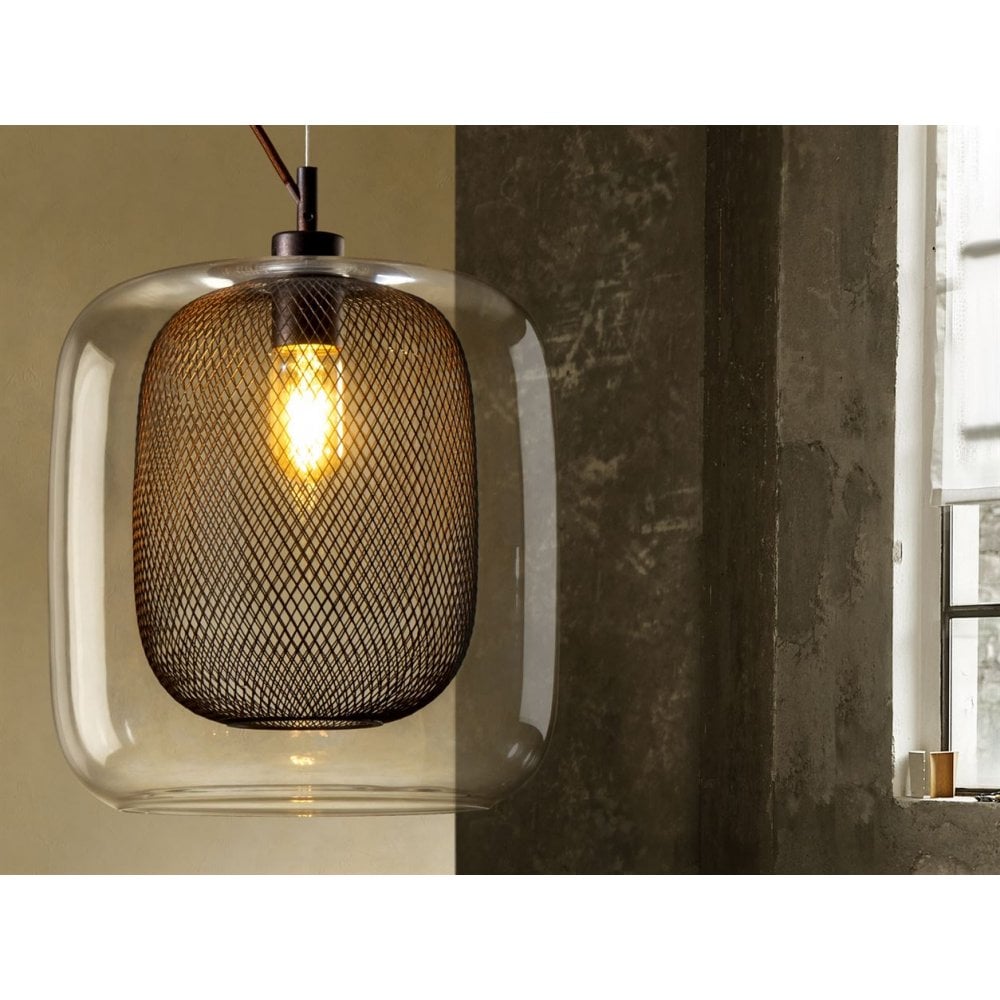 653732 Fox 1 Light Pendant Light Brown Glass (S)