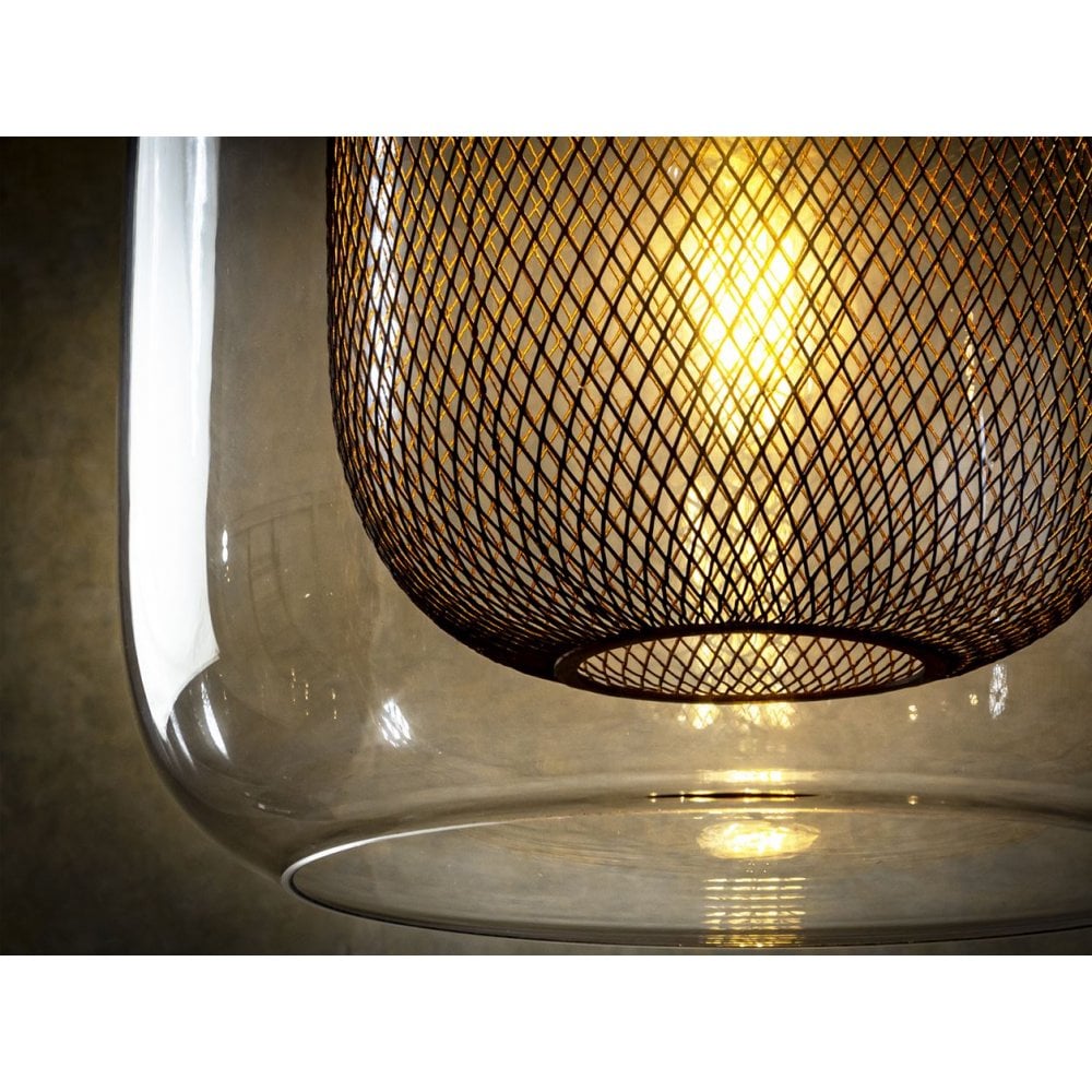 653732 Fox 1 Light Pendant Light Brown Glass (S)