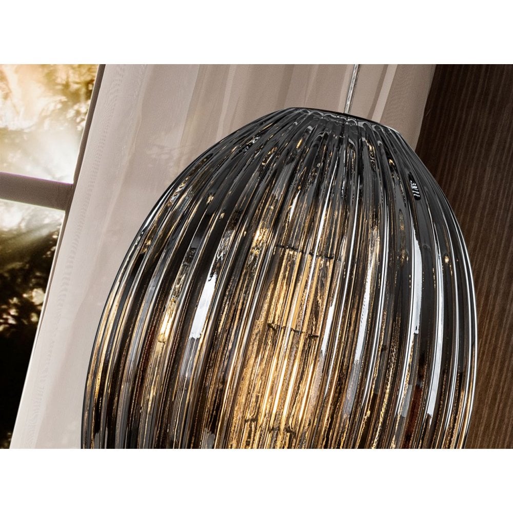752084 Ovila 1 Light Pendant Light Grey Glass