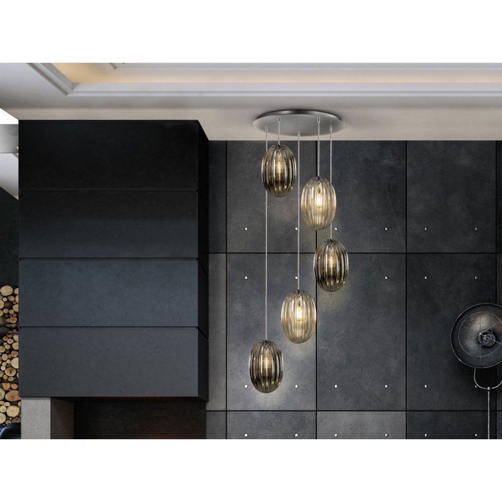 752268 Ovila 5 Light Pendant Light Glass
