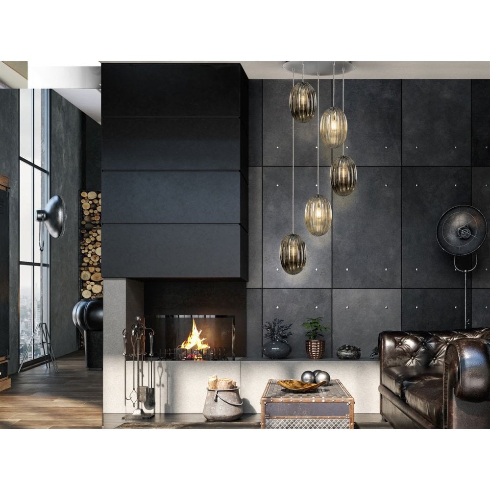 752268 Ovila 5 Light Pendant Light Glass (S)