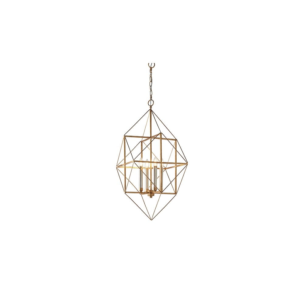 80228 4 Light Pendant Antique Gold & Silver Leaf