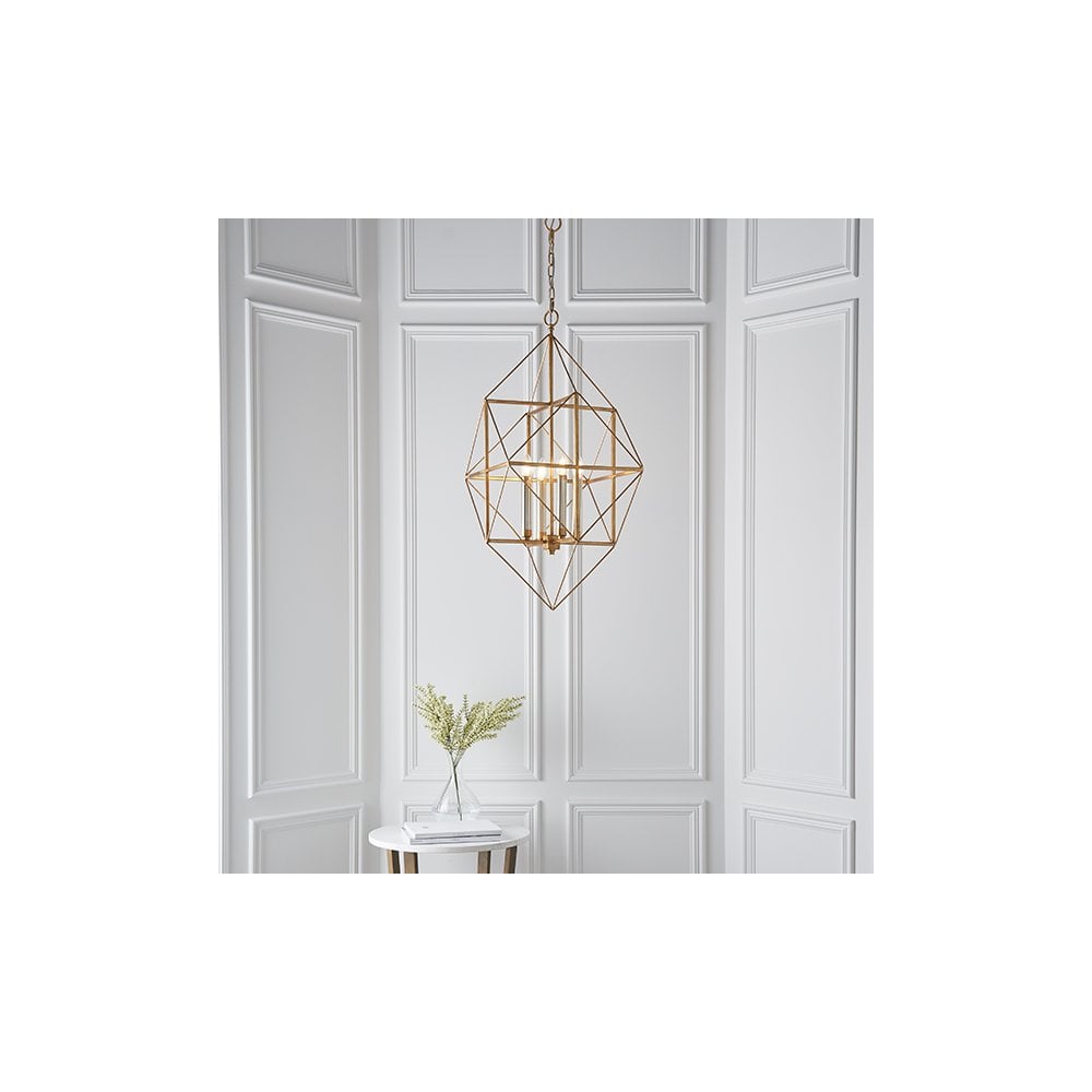 80228 4 Light Pendant Antique Gold & Silver Leaf