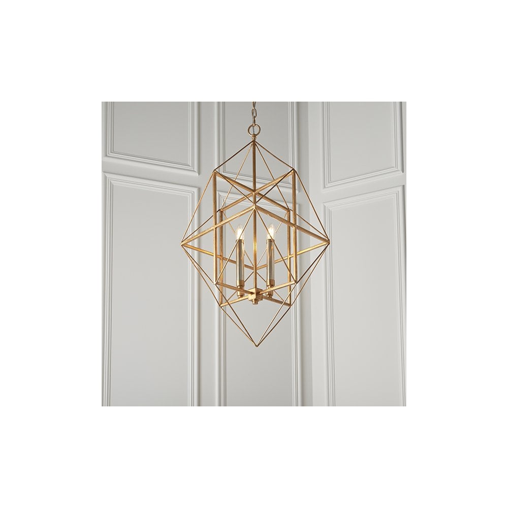 80228 4 Light Pendant Antique Gold & Silver Leaf